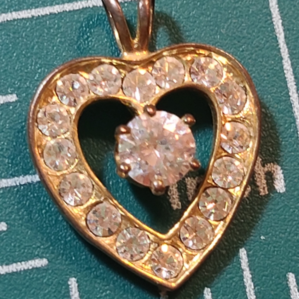 Gold Heart Pendant with Crystals Absolulty Stunning Must See In Person